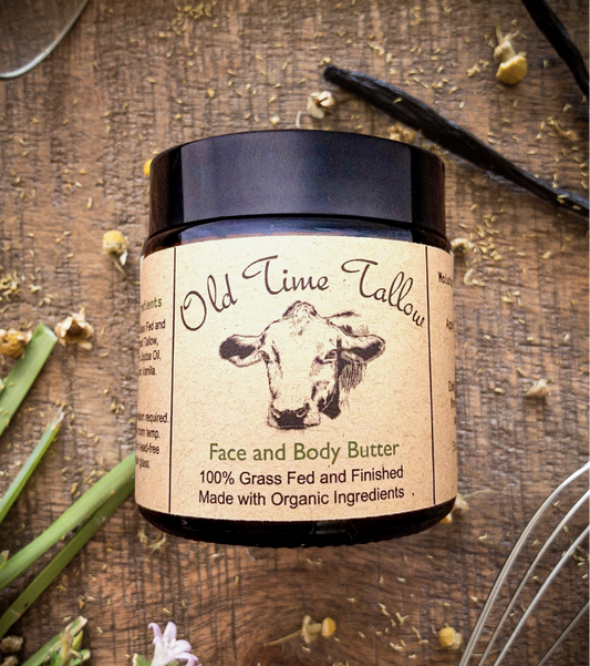 Organic, Grass fed Tallow Balm - Face and Body Butter / Moisturizer 4oz