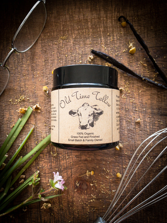 Organic, Grass fed Tallow Balm - Face and Body Butter / Moisturizer 4oz